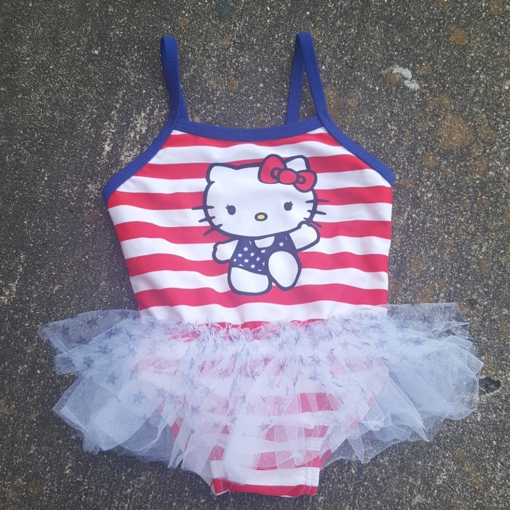 Hello Kitty Sanrio Red White Blue Swimsuit Tutu